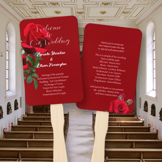 Éventail Programme de mariage des fans de Red Roses (Créateur téléchargé)
