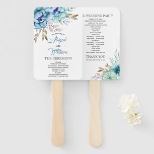 Éventail Programme de mariage des fleurs d'aquarelle de men