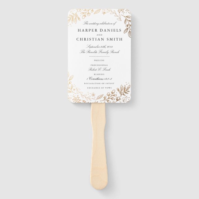 Éventail Programme de mariage des fleurs de récolte (Devant)
