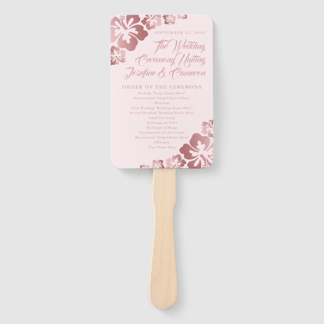 Éventail Programme de mariage des fleurs d'Hibiscus Tropica (Devant)