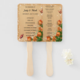 Éventail Programme de mariage des papillons floraux en bois