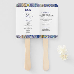Éventail Programme de mariage des tuiles portugaises médite