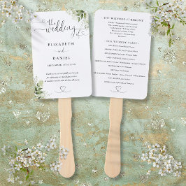 Éventail Programme de mariage du coeur floral vert