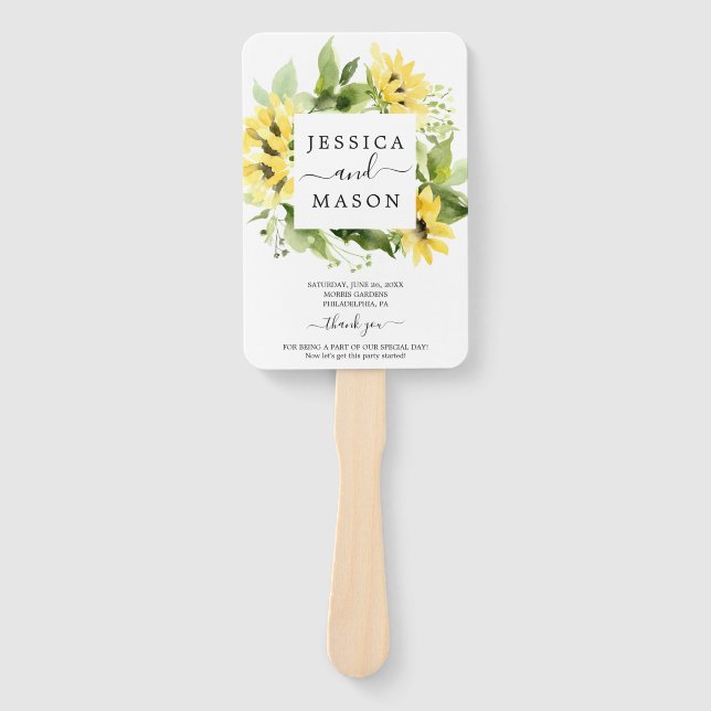 Éventail Programme de mariage du jardin de tournesol (Devant)