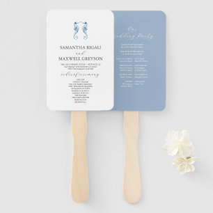 Éventail Programme de mariage Dusty Blue Beach   Hippocampe