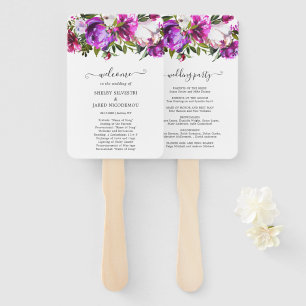 Éventail Programme de mariage élégant à fleurs violettes vi