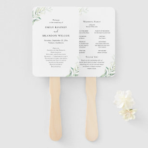 Éventail Programme de mariage élégant au eucalyptus vert sa