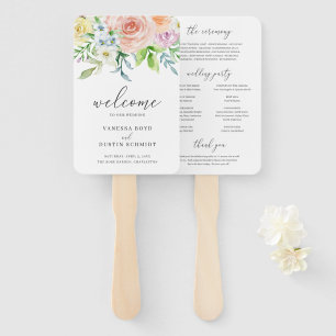 Éventail Programme de mariage élégant aux fleurs de pêche m