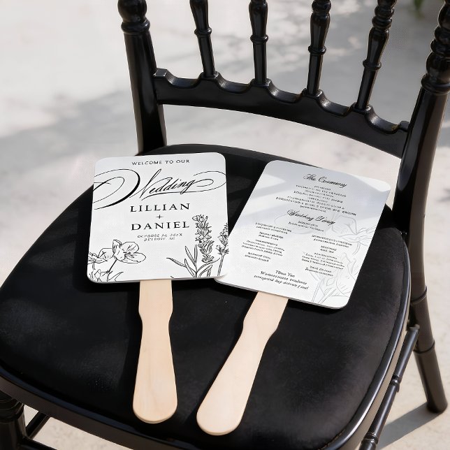 Éventail Programme de mariage élégant aux fleurs sauvages (Elegant Wild Flower Wedding Program Fans)