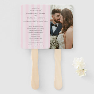 Éventail Programme de mariage élégant aux rayures roses mod