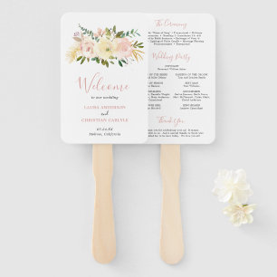 Éventail Programme de mariage élégant floral rose blush
