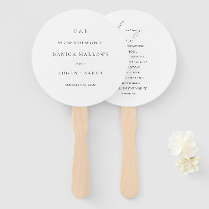 Éventail Programme de mariage élégant noir et blanc classiq