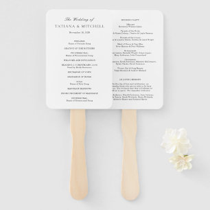 Éventail Programme de mariage élégant noir et blanc classiq