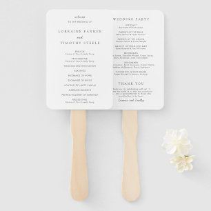 Éventail Programme de mariage élégant noir et blanc intempo