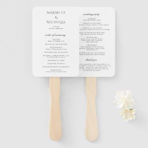 Éventail Programme de mariage élégant noir et blanc moderne