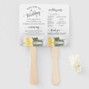 Éventail Programme de mariage élégant rose jaune Beurre Cla