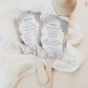 Éventail Programme de mariage en Agate White, Gold & Grey M