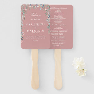 Éventail Programme de mariage en cascade florale rose pouss