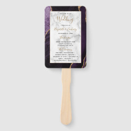 Éventail Programme de mariage en marbre d'agate or violet