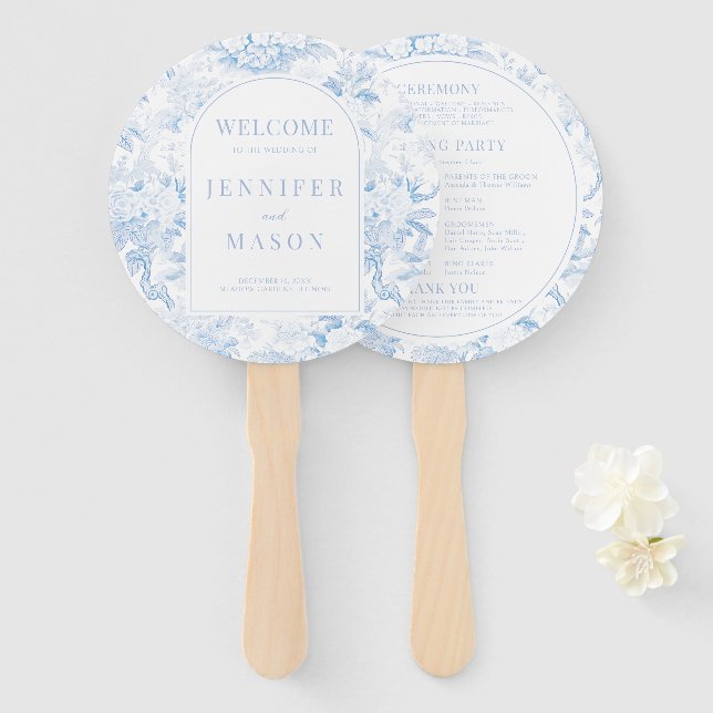 Éventail Programme de mariage en porcelaine de style chinoi (Devant et derrière)