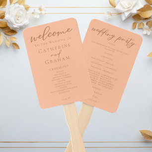 Éventail Programme de mariage estival minimaliste pêche