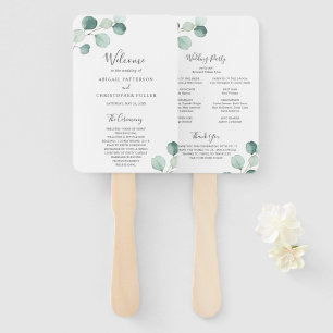 Éventail Programme de mariage Eucalyptus simple et élégant