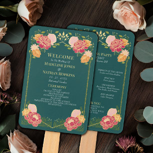 Éventail Programme de mariage Fantastique Jardin Floral Enc