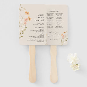 Éventail Programme de mariage Fleur sauvage Boho Ventilateu