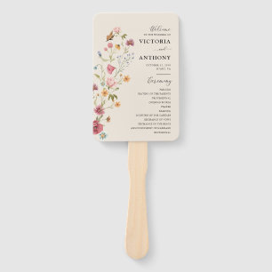 Éventail Programme de mariage Fleur sauvage Boho Ventilateu