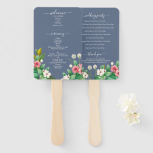 Éventail Programme de mariage Fleurs sauvages Pervenche Ble