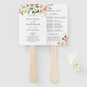 Éventail Programme de mariage floral à fleurs blanches
