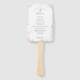 Éventail Programme de mariage floral aquarelle Bleu poussié