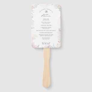 Éventail Programme de mariage floral aquarelle Bleu poussié