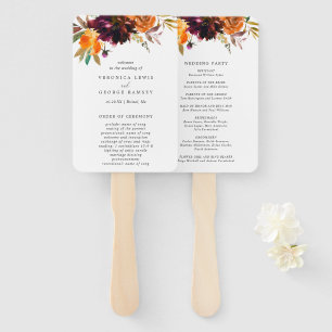 Éventail Programme de mariage floral automnal rustique