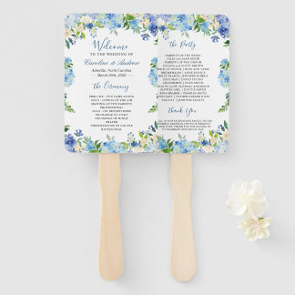 Éventail Programme de mariage floral Blue Hydrangea Waterco
