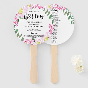 Éventail Programme de mariage floral bohème à roses roses a