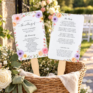 Éventail Programme de mariage floral botanique pastel roman