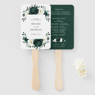 Éventail Programme de mariage floral d'eucalyptus à la verd
