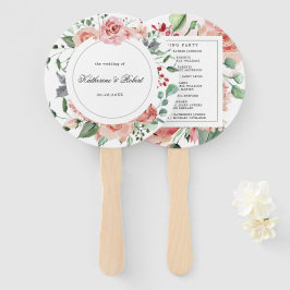 Éventail Programme de mariage floral en fleurs de minuit Ve