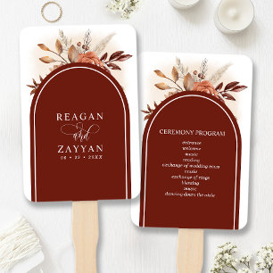 Éventail Programme de mariage floral en terre cuite avec he