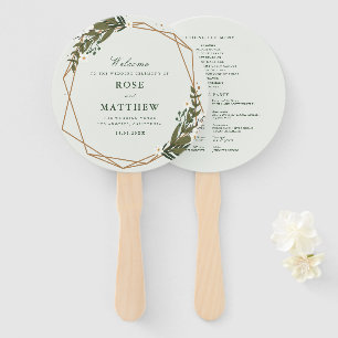 Éventail Programme de mariage floral géométrique moderne
