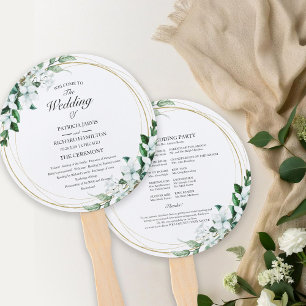 Éventail Programme de mariage floral géométrique verdoyant