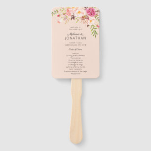 Éventail Programme de mariage floral rose