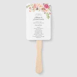 Éventail Programme de mariage floral rose en fleurs