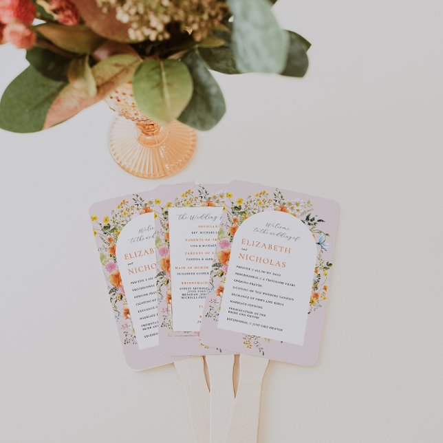 Éventail Programme de mariage floral sauvage d'automne Boho (Créateur téléchargé)
