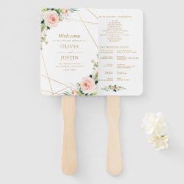 Éventail Programme de mariage géométrique à fleurs d'or et 