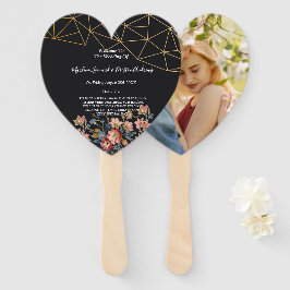 Éventail Programme de mariage géométrique doré