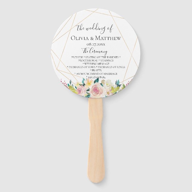 Éventail Programme de mariage géométrique florissant (Devant)
