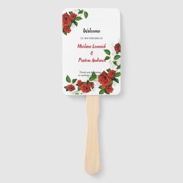 Éventail Programme de mariage géométrique rouge floral mode