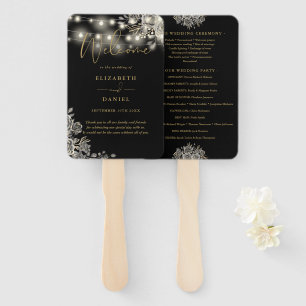 Éventail Programme de mariage gothique aux lumières florale